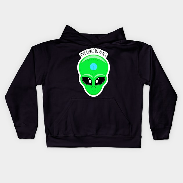 Alien face-I have come in peace Kids Hoodie by Frispa